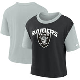 Las Vegas Raiders Women's High Hip Fashion T-Shirt - Silver/Black - Nike