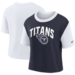 Tennessee Titans Women's High Hip Fashion T-Shirt - White/Navy - Nike