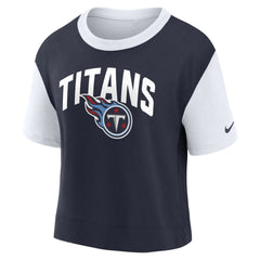 Tennessee Titans Women's High Hip Fashion T-Shirt - White/Navy - Nike
