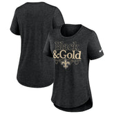 New Orleans Saints Women's Local Fashion Tri-Blend T-Shirt - Heather Black - Nike
