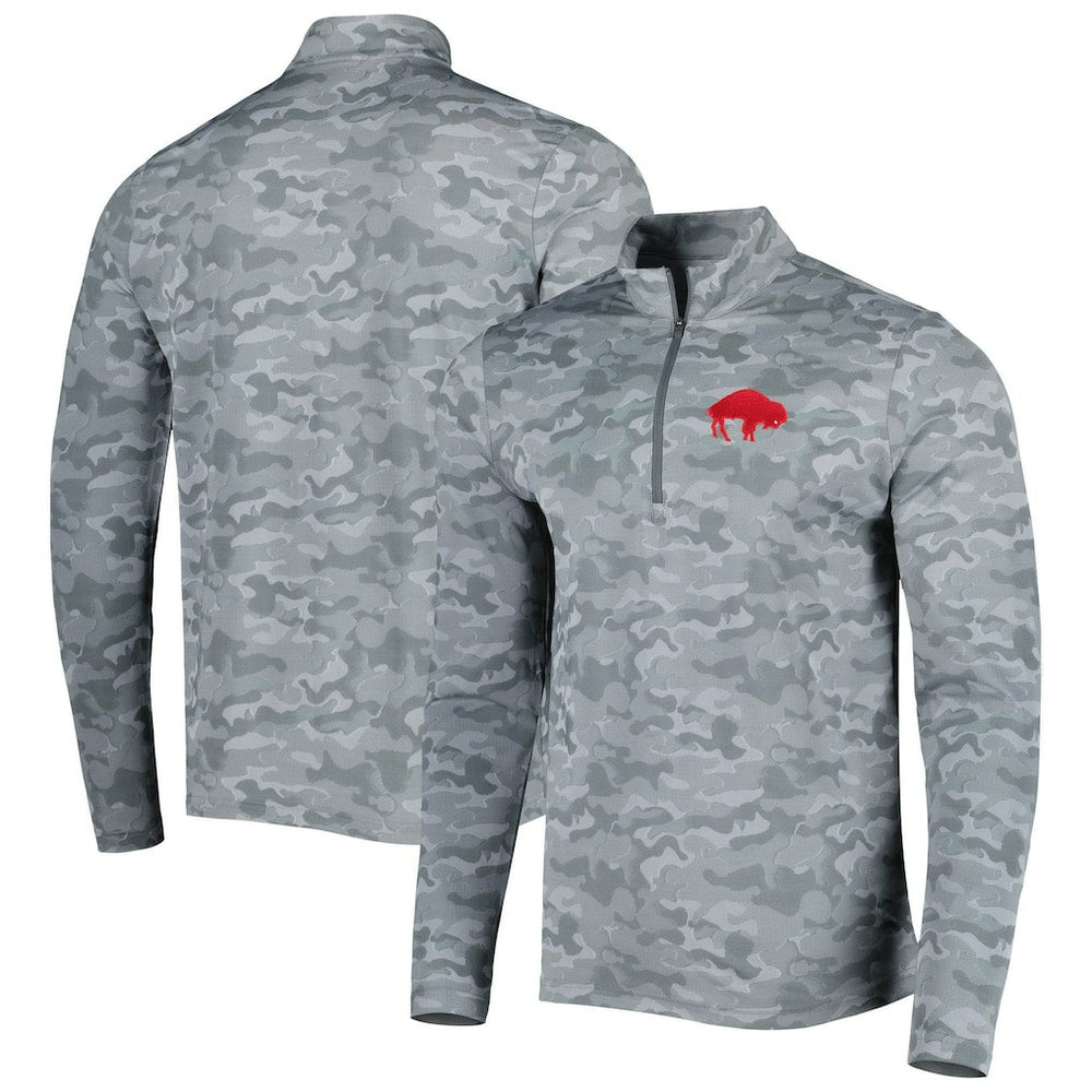 Buffalo Bills Antigua Brigade Throwback Quarter-Zip Top - Gray - NFL