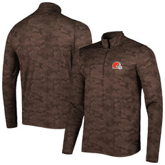 Cleveland Browns Antigua Brigade Quarter-Zip Sweatshirt - Brown - NFL