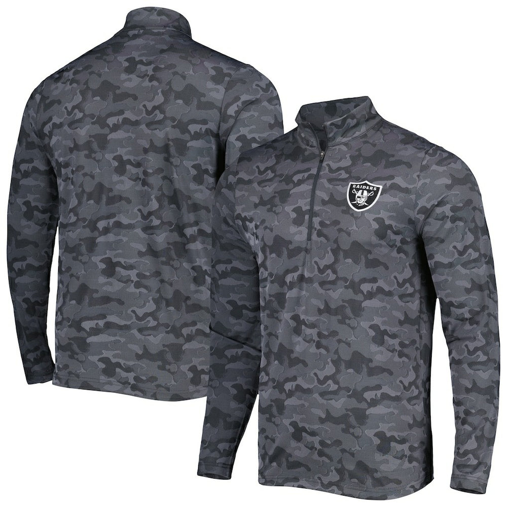 Las Vegas Raiders Antigua Brigade Quarter-Zip Sweatshirt - Black - NFL