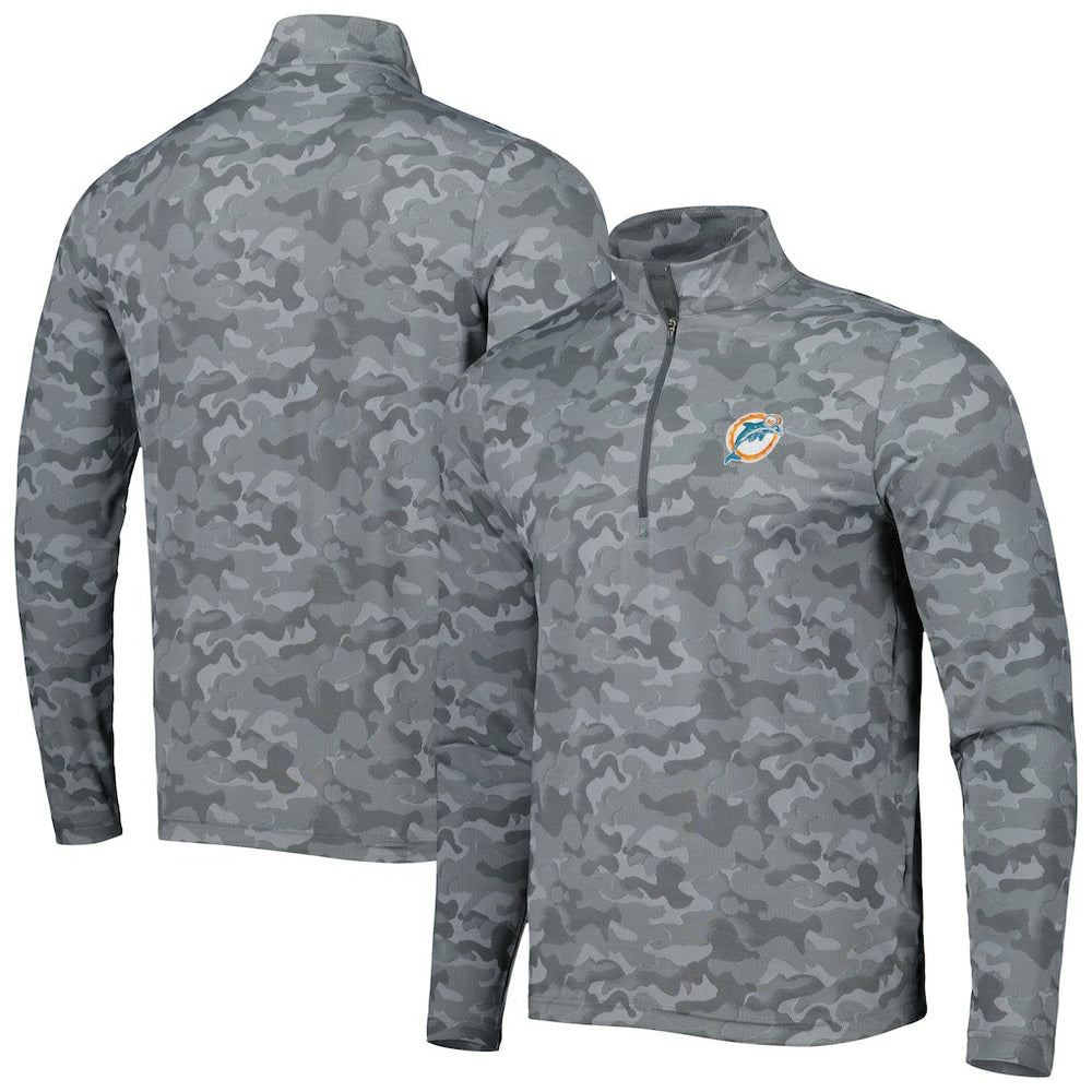Miami Dolphins Antigua Brigade Throwback Quarter-Zip Top - Gray - NFL