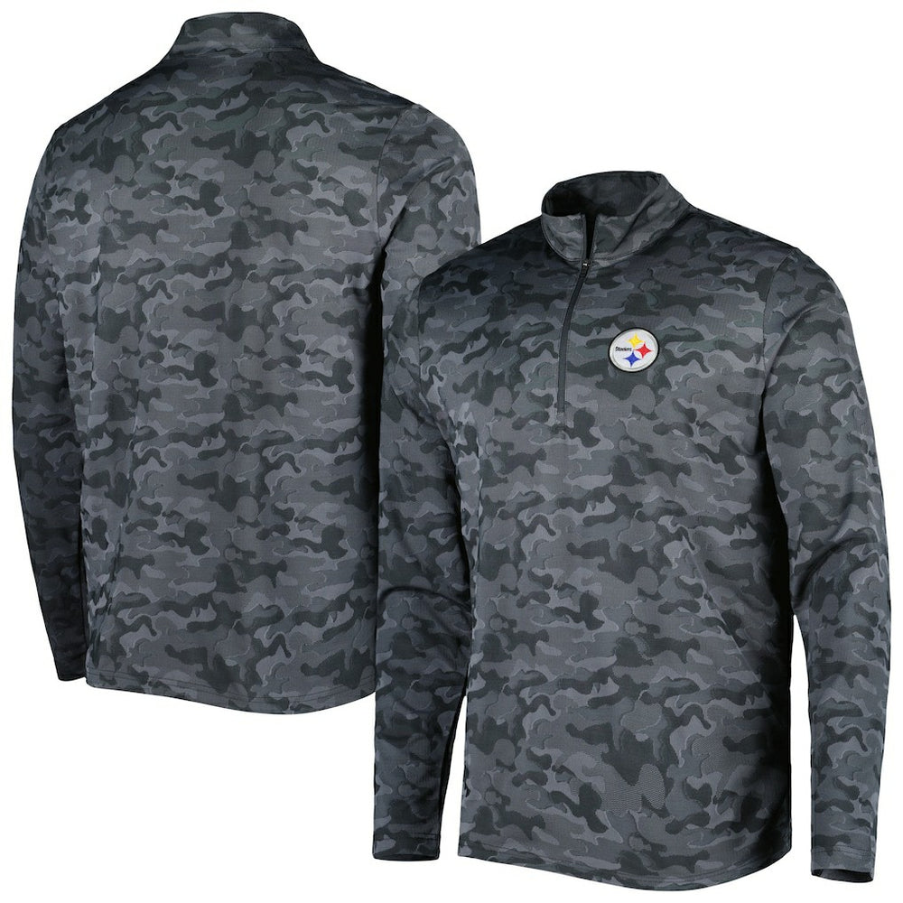 Pittsburgh Steelers Antigua Brigade Quarter-Zip Sweatshirt - Black - NFL