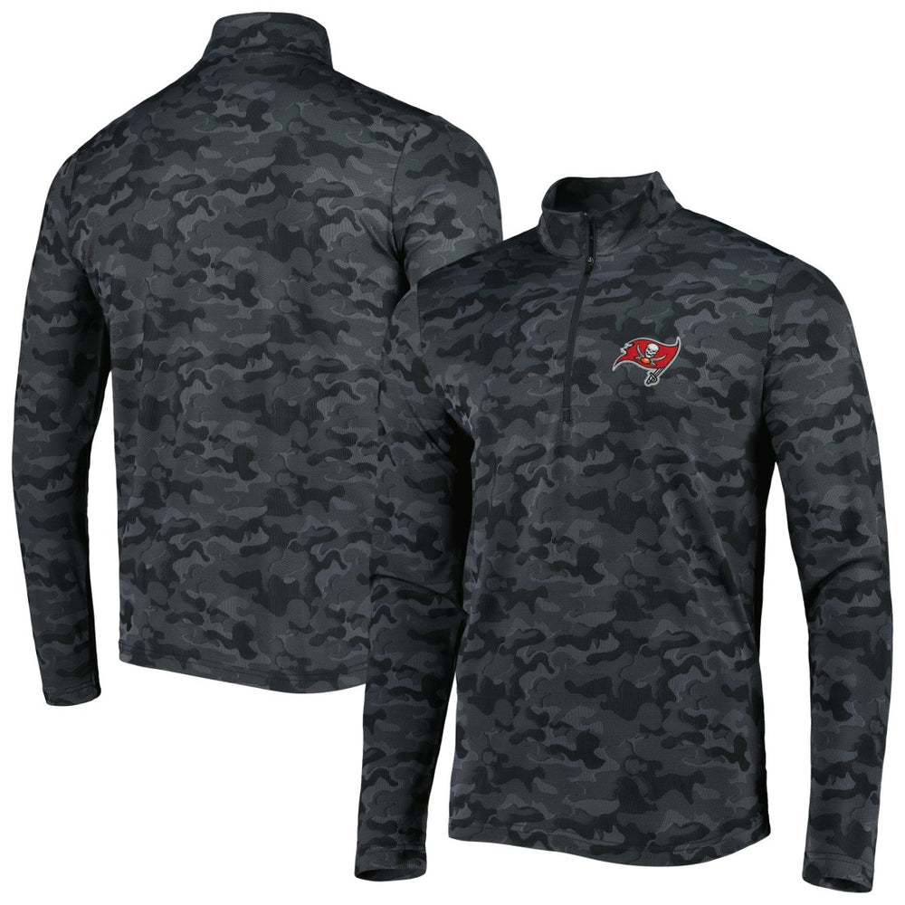 Tampa Bay Buccaneers Antigua Brigade Quarter-Zip Sweatshirt - Black - NFL