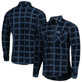 New England Patriots Antigua Industry Flannel Button-Up Shirt Jacket - Navy - NFL