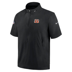 Cincinnati Bengals Sideline Coach Short Sleeve Hoodie Quarter-Zip Jacket - Black - Nike
