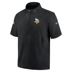 Minnesota Vikings Sideline Coach Short Sleeve Hoodie Quarter-Zip Jacket - Black - Nike
