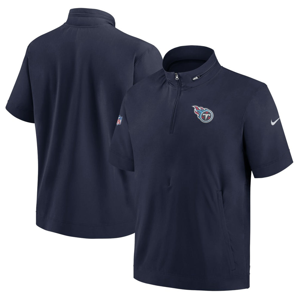 Tennessee Titans Sideline Coach Short Sleeve Hoodie Quarter-Zip Jacket - Navy - Nike