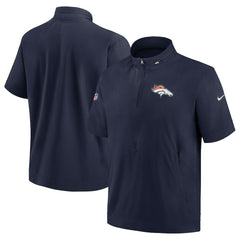 Denver Broncos Sideline Coach Short Sleeve Hoodie Quarter-Zip Jacket - Navy - Nike
