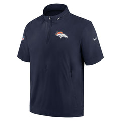 Denver Broncos Sideline Coach Short Sleeve Hoodie Quarter-Zip Jacket - Navy - Nike