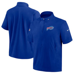 Buffalo Bills Sideline Coach Short Sleeve Hoodie Quarter-Zip Jacket - Royal - Nike