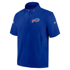 Buffalo Bills Sideline Coach Short Sleeve Hoodie Quarter-Zip Jacket - Royal - Nike