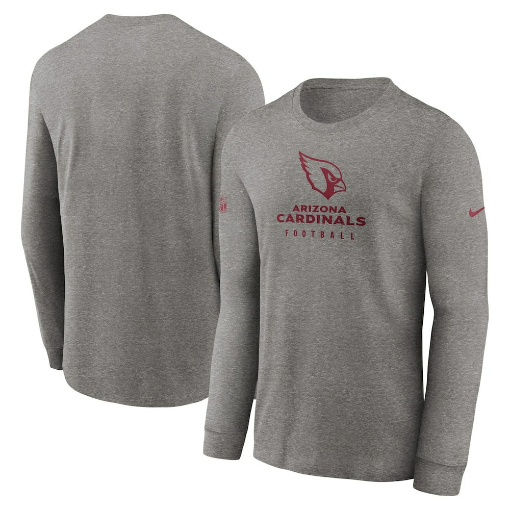 Arizona Cardinals Sideline Performance Long Sleeve T-Shirt - Heather Gray - Nike