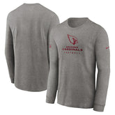 Arizona Cardinals Sideline Performance Long Sleeve T-Shirt - Heather Gray - Nike