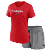 Washington Capitals Fanatics Women's Script T-Shirt & Shorts Set - Red/Heather Gray | Fanatics discount