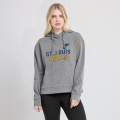 St. Louis Blues Fanatics Women's Script Favorite Pullover Hoodie - Heather Gray | Fanatics Lifestyle