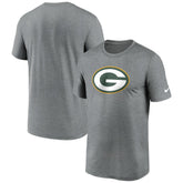 Green Bay Packers Primetime Legend Logo Performance T-Shirt - Heather Charcoal - Nike