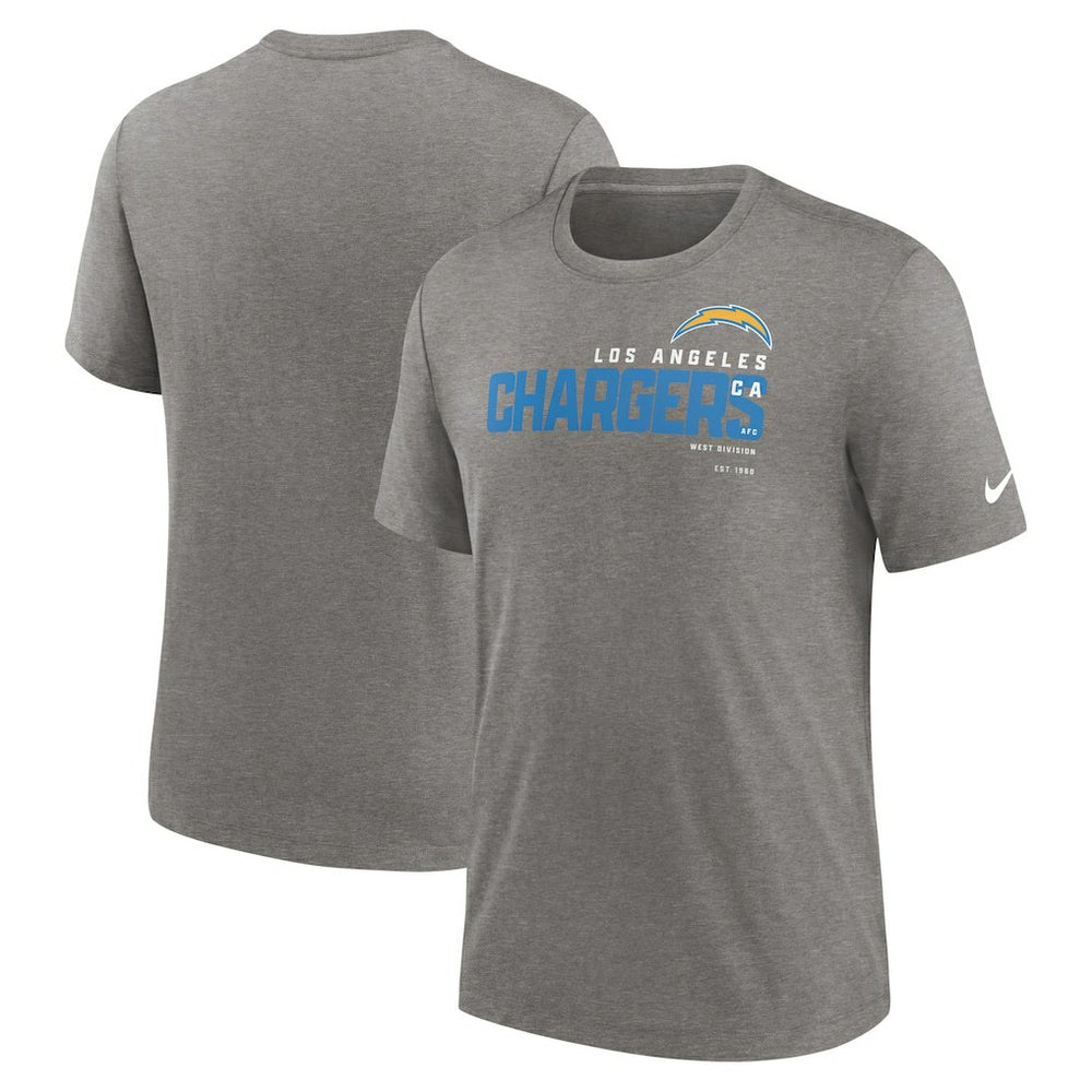 Los Angeles Chargers Team Tri-Blend T-Shirt - Heather Charcoal - Nike