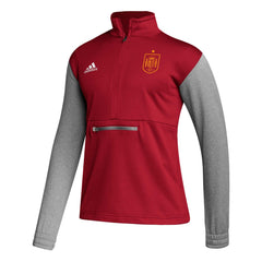 Adidas - Spain National Team Crest Long Sleeve Half-Zip Top - Red