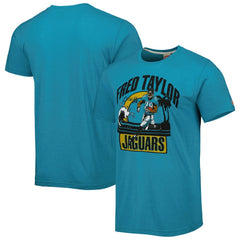 Fred Taylor Jacksonville Jaguars Homage Unisex Caricature Retired Player Tri-Blend T-Shirt - Teal - NFL