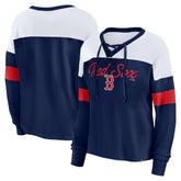 Boston Red Sox Fanatics Women's Even Match Lace-Up Long Sleeve V-Neck T-Shirt Near Me
