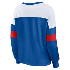 Chicago Cubs Fanatics Women's Even Match Lace-Up Long Sleeve V-Neck T-Shirt Sale