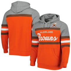 Cleveland Browns Head Coach Pullover Hoodie - Orange/Heathered Gray - Mitchell & Ness