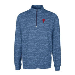 Philadelphia Phillies Cutter & Buck Traverse Camo Print Stretch Quarter-Zip Pullover Top Outlet