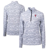 Philadelphia Phillies Cutter & Buck Women's Traverse Camo Print Stretch Quarter-Zip Pullover Top Online