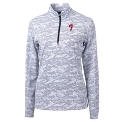 Philadelphia Phillies Cutter & Buck Women's Traverse Camo Print Stretch Quarter-Zip Pullover Top Online