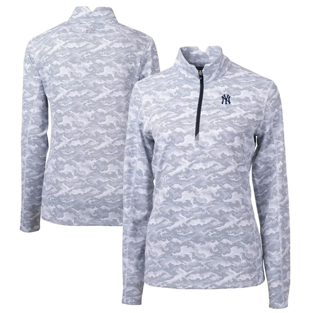 New York Yankees Cutter & Buck Women's Traverse Camo Print Stretch Quarter-Zip Pullover Top Near Me