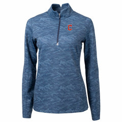 Cleveland Guardians Cutter & Buck Women's Traverse Camo Print Stretch Quarter-Zip Pullover Top Sale