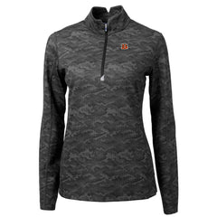 Cincinnati Bengals Cutter & Buck Women's Traverse Camo Print Stretch Quarter-Zip Pullover Top - Black - NFL