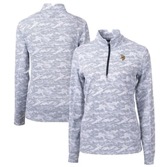 Minnesota Vikings Cutter & Buck Women's Traverse Camo Print Stretch Quarter-Zip Pullover Top - Charcoal - NFL