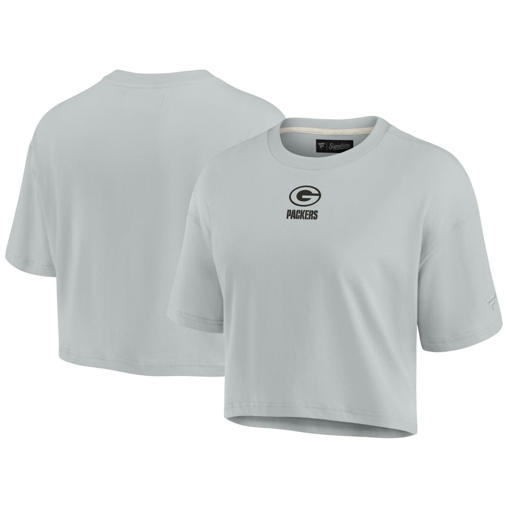 Green Bay Packers Women's Elements Super Soft Boxy Cropped T-Shirt - Gray - Fanatics