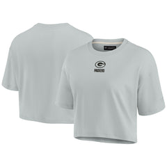 Green Bay Packers Women's Elements Super Soft Boxy Cropped T-Shirt - Gray - Fanatics