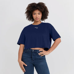New England Patriots Women's Elements Super Soft Boxy Cropped T-Shirt - Navy - Fanatics