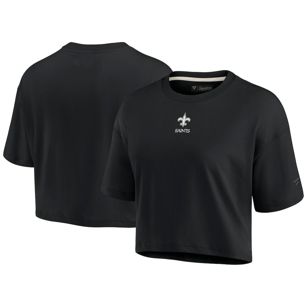 New Orleans Saints Women's Elements Super Soft Boxy Cropped T-Shirt - Black - Fanatics
