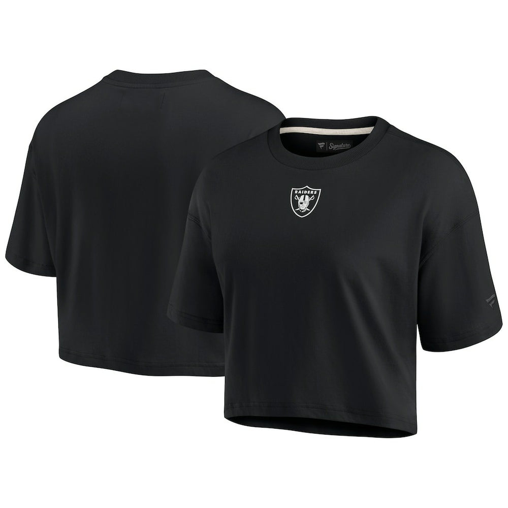Las Vegas Raiders Women's Elements Super Soft Boxy Cropped T-Shirt - Black - Fanatics