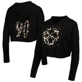 T.J. Watt Pittsburgh Steelers Majestic Threads Women's Leopard Player Name & Number Long Sleeve Cropped Hoodie - Black - NFL