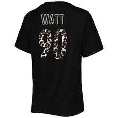 T.J. Watt Pittsburgh Steelers Majestic Threads Women's Leopard Player Name & Number T-Shirt - Black - NFL