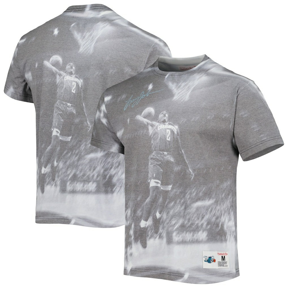 Mitchell & Ness Larry Johnson Charlotte Hornets Above The Rim T-Shirt Heather Gray