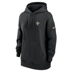 New Orleans Saints Women's 2023 Sideline Club Fleece Pullover Hoodie - Black - Nike