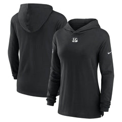 Cincinnati Bengals Women's Sideline Performance Long Sleeve Hoodie T-Shirt - Black - Nike