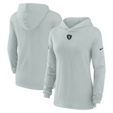 Las Vegas Raiders Women's Sideline Performance Long Sleeve Hoodie T-Shirt - Silver - Nike