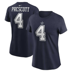 Dak Prescott Dallas Cowboys Women's Player Name & Number T-Shirt - Navy - Nike