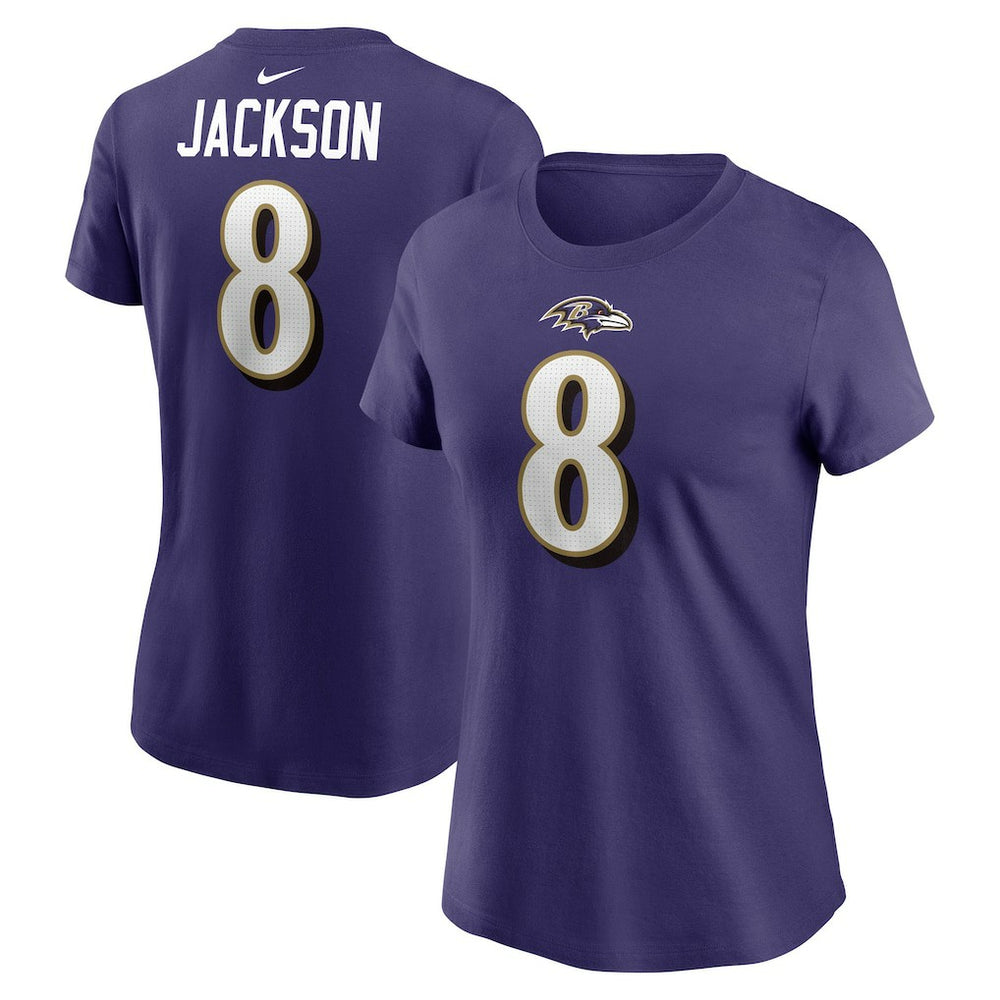 Lamar Jackson Baltimore Ravens Women's Player Name & Number T-Shirt - Purple - Nike