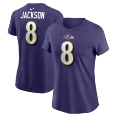 Lamar Jackson Baltimore Ravens Women's Player Name & Number T-Shirt - Purple - Nike
